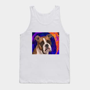 Beautiful Boxer Dog Painting on Urban Purple Background Tank Top